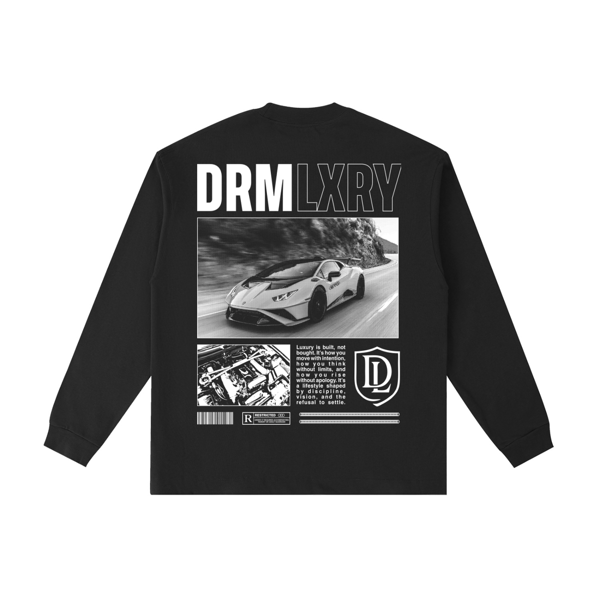 DRMLXRY Spec Sheet Long Sleeve, product mockup