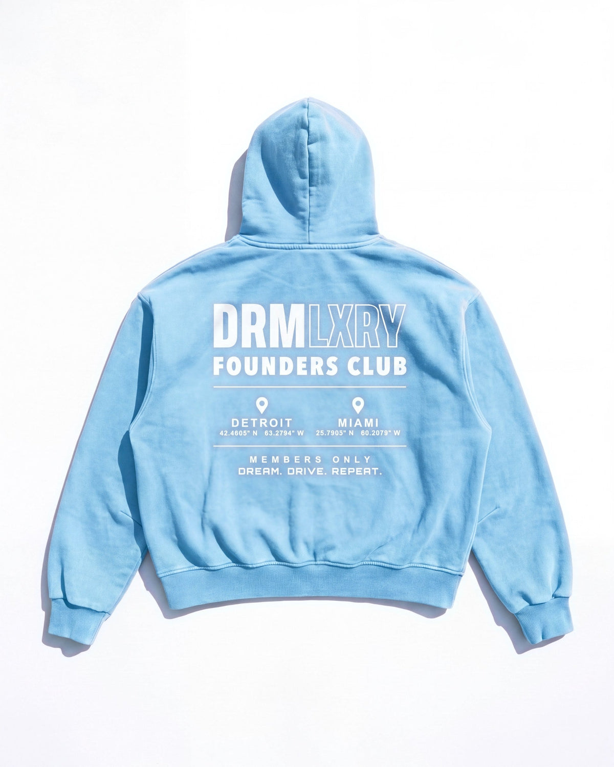 Founders Club Hoodie in Light Blue, back print