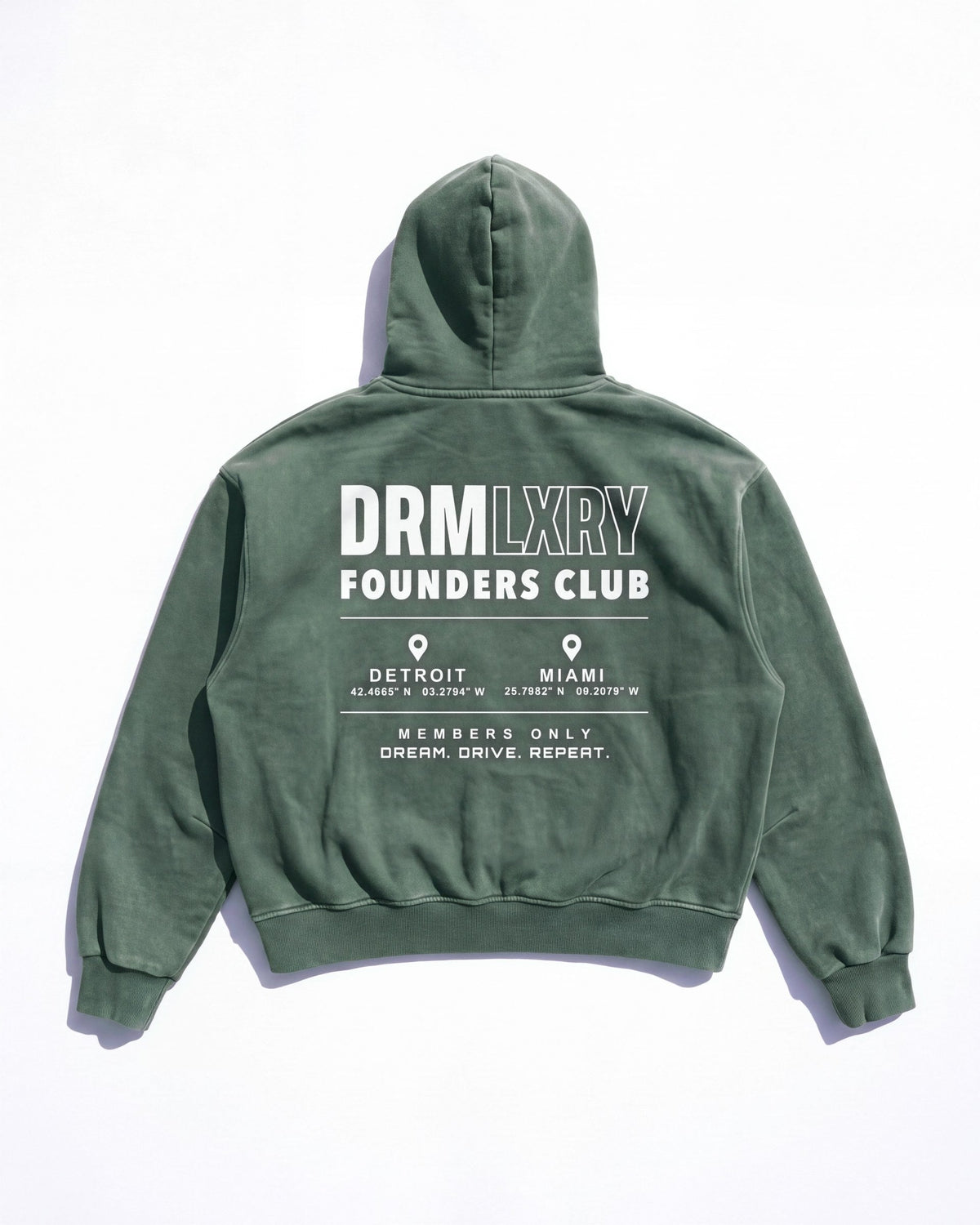 Founders Club Hoodie in Washed Green, back print